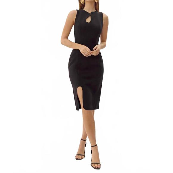 NEW ADELYN RAE kayla wave cut sheath dress in black - Picture 1 of 4